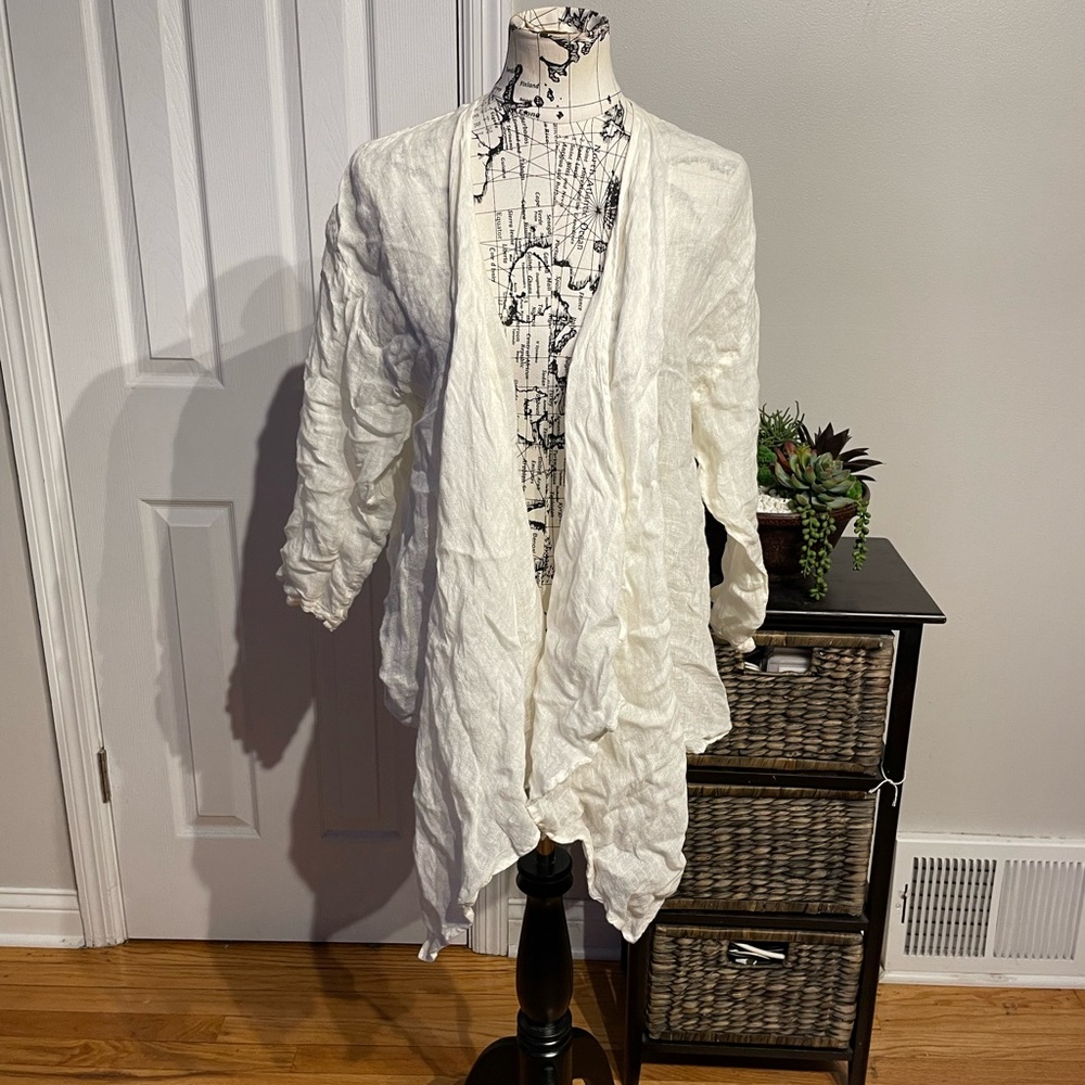 NWOT La.FixSun Linen cover shawl Beach summer cascade asymmetric coastal cottage